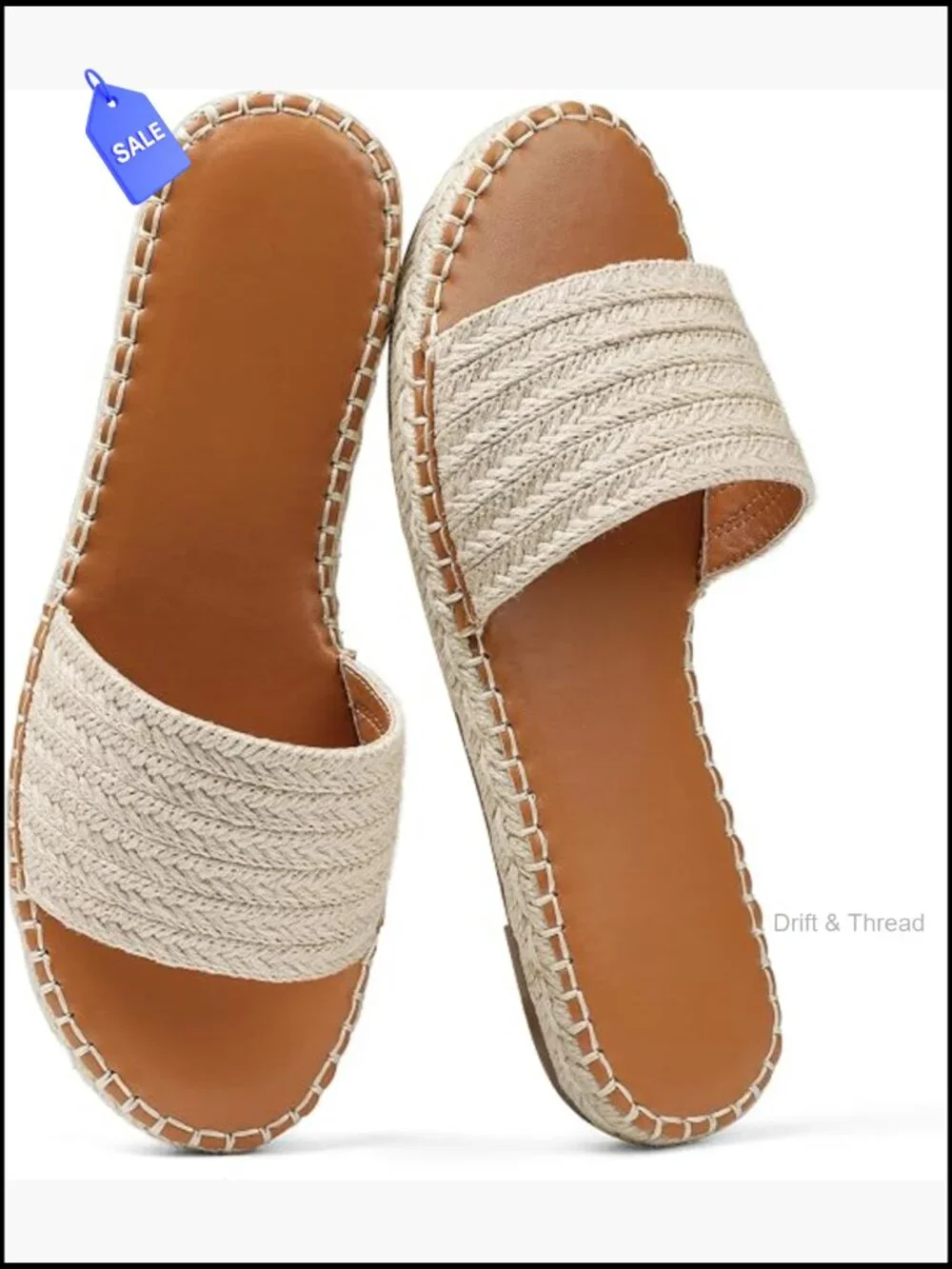 Womens Raffia Espadrille Slide Sandals Jute Sole Dressy Beach Summer Slip On